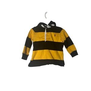 Polo Ralph Lauren Toddler Boy's Rugby Shirt 12M‎ Yellow Black Striped Longsleeve